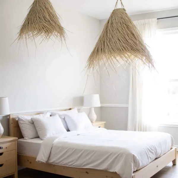 Handwoven Palm Leaf Pendant Light – Moroccan Lampshade (3 Sizes)