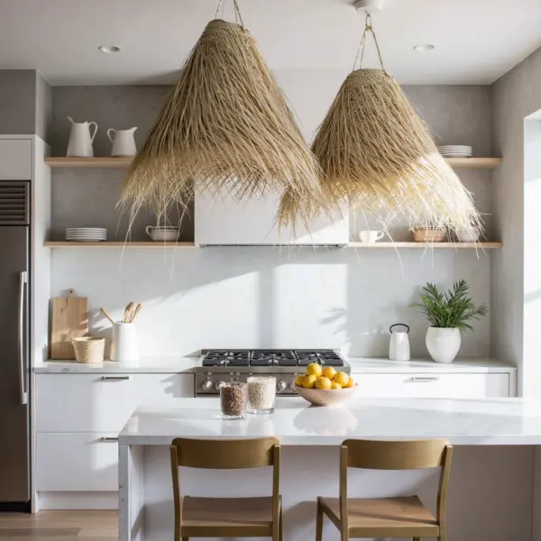 Handwoven Palm Leaf Pendant Light – Moroccan Lampshade (3 Sizes)