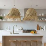 Natural Palm Leaf Light Shade – 45 cm Handwoven Moroccan Pendant Lamp