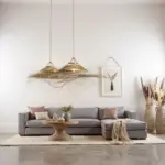 Oversized Palm Leaf Pendant Light – 30″ Handwoven Moroccan Boho Ceiling Lamp