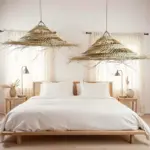 Oversized Palm Leaf Pendant Light – 30″ Handwoven Moroccan Boho Ceiling Lamp