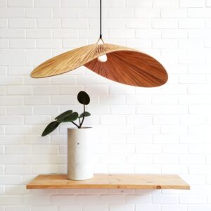 Natural Raffia Pendant Light – Large Handwoven Moroccan Ceiling Lamp (22″ Diameter)