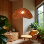 Natural Raffia Pendant Light – Large Handwoven Moroccan Ceiling Lamp (22″ Diameter)