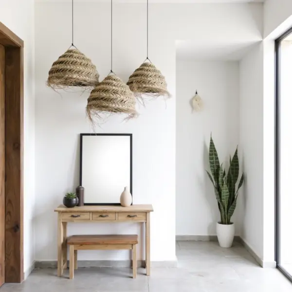 Oversized Moroccan Straw Chandelier – Handwoven Artisan Pendant Light (50 cm)