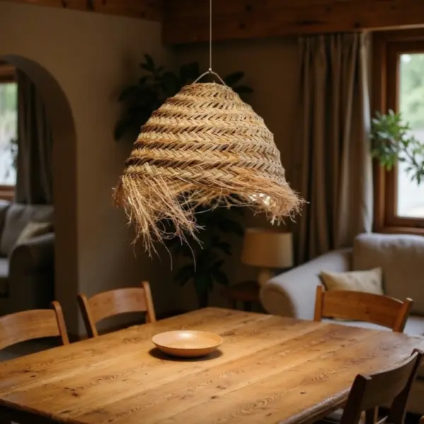 Oversized Moroccan Straw Chandelier – Handwoven Artisan Pendant Light (50 cm)