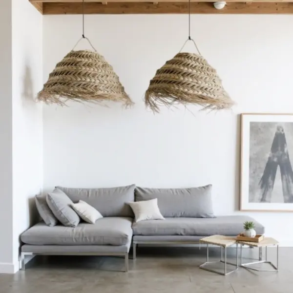 Oversized Moroccan Straw Chandelier – Handwoven Artisan Pendant Light (50 cm)