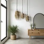 Handwoven Moroccan Straw Pendant Light – 3 Sizes | Natural Boho Hanging Lamp