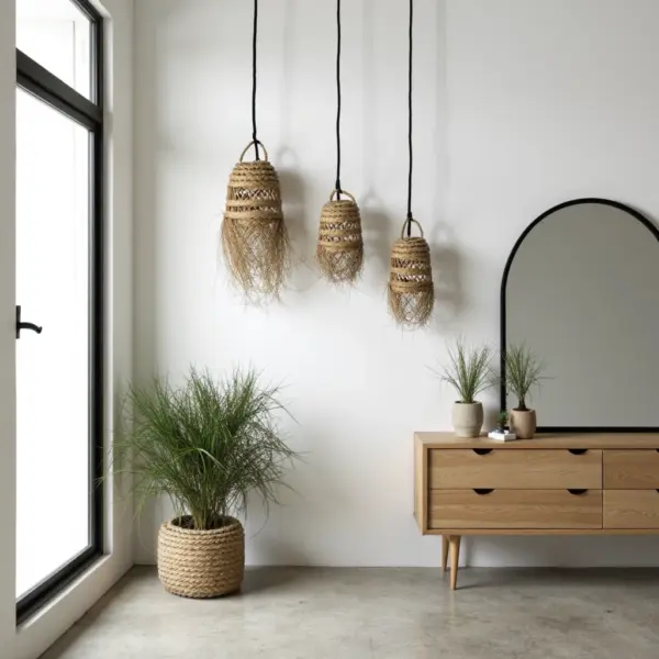Handwoven Moroccan Straw Pendant Light – 3 Sizes | Natural Boho Hanging Lamp