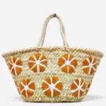 Moroccan Small Straw Bag – Handwoven Mini Tote with Floral Embroidery (8″ × 13.3″)