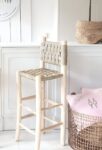 Handwoven Palm Leaf Bar Chair – Artisanal Lemon Wood Counter Stool (60cm & 80cm)