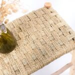 Exclusive Moroccan Palm Leaf Bench – Handwoven Boho Bench with Lemon Wood Frame