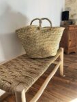 Exclusive Moroccan Palm Leaf Bench – Handwoven Boho Bench with Lemon Wood Frame