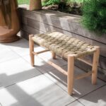 Exclusive Moroccan Palm Leaf Bench – Handwoven Boho Bench with Lemon Wood Frame