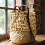 Handwoven Straw Backpack – Moroccan Artisan Rucksack with Leather Straps