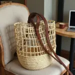 Handwoven Straw Backpack – Moroccan Artisan Rucksack with Leather Straps