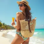Handwoven Straw Backpack – Moroccan Artisan Rucksack with Leather Straps