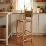 Handwoven Palm Leaf Bar Chair – Artisanal Lemon Wood Counter Stool (60cm & 80cm)