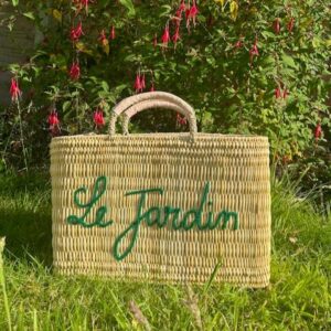 Le Jardin Handwoven Basket Bag – Embroidered Reed Tote with