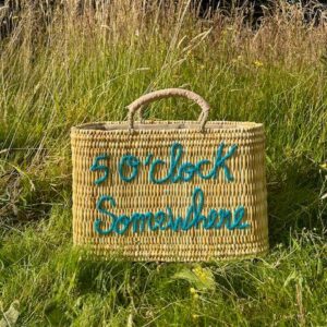 Five O'clock Somewhere Handwoven Basket – Embroidered Reed