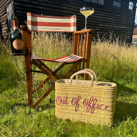 Out of Office Handwoven Basket Bag – Embroidered Reed Tote