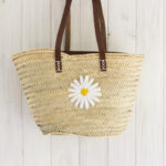 Large Handwoven Palm Daisy Basket – Summer Straw Bag