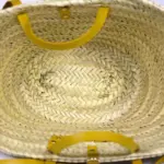 Sunflower Basket – Handwoven Doum Palm Tote with Yellow Leather Accents (38×26×13 cm)