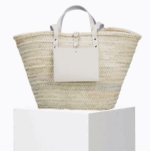 Large Basket Cream – XL Handwoven Doum Palm Tote with Off-White Leather Accents (47×32×20 cm)