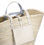 Large Basket Cream – XL Handwoven Doum Palm Tote with Off-White Leather Accents (47×32×20 cm)