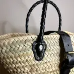 Petite Berlin Basket Bag – Handwoven Palm Tote with Leather