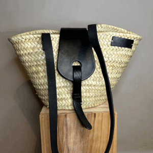 Nashville Basket Bag – Handwoven Palm Bag with Saddle-Inspir