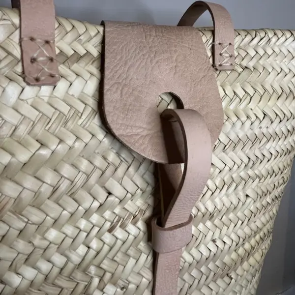 Grande Nashville Basket Bag – Handwoven Palm Tote with Saddl