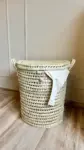 Personalized Handwoven Laundry Basket with Lid – 65L Natural