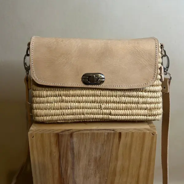 Vienna Woven Crossbody Bag – Handwoven Basket Bag with Leath