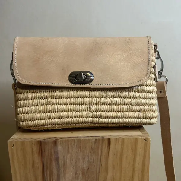 Vienna Woven Crossbody Bag – Handwoven Basket Bag with Leath