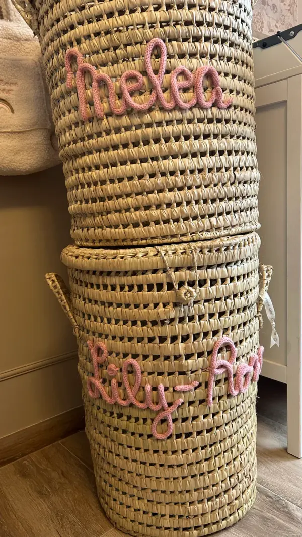Personalized Handwoven Laundry Basket with Lid – 65L Natural