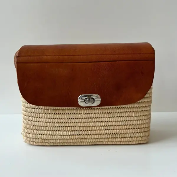 Vienna Woven Crossbody Bag – Handwoven Basket Bag with Leath