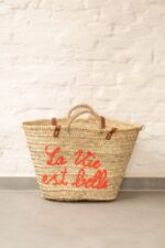 Plage Bag – Handmade Woven Palm Leaf Basket with Leather