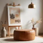Large Moroccan Leather Pouf – Handmade Ottoman & Coffee Table (Custom Sizes 14″–60″)