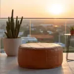 Large Moroccan Leather Pouf – Handmade Ottoman & Coffee Table (Custom Sizes 14″–60″)