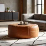 Large Moroccan Leather Pouf – Handmade Ottoman & Coffee Table (Custom Sizes 14″–60″)