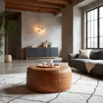 Large Moroccan Leather Pouf – Handmade Ottoman & Coffee Table (Custom Sizes 14″–60″)