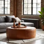 Large Moroccan Leather Pouf – Handmade Ottoman & Coffee Table (Custom Sizes 14″–60″)