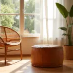 Large Moroccan Leather Pouf – Handmade Ottoman & Coffee Table (Custom Sizes 14″–60″)