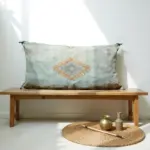Light Green – Large Handwoven Moroccan Cactus Silk Pillow Cover with Diamond Motif (36″ × 16″)