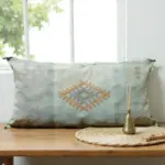 Light Green – Large Handwoven Moroccan Cactus Silk Pillow Cover with Diamond Motif (36″ × 16″)