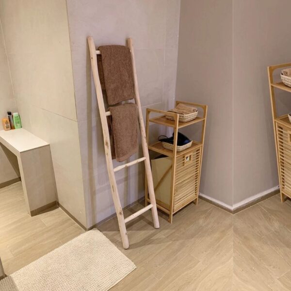 Handmade Wooden Towel Ladder – 150cm Natural Pine Bathroom Storage Rack
