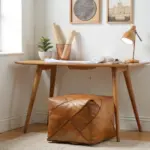 Modern Square Leather Pouf – Handcrafted Moroccan Ottoman with Diamond Stitching (Custom Sizes)