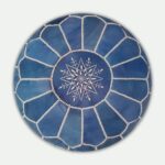 Set of 4 Moroccan Leather Poufs – Handcrafted Ottomans in Blue, Brown, Green