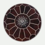 Set of 4 Moroccan Leather Poufs – Handcrafted Ottomans in Blue, Brown, Green