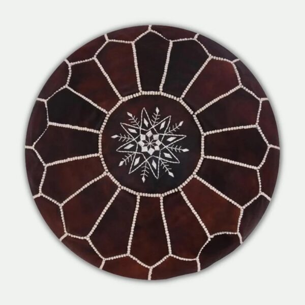 Set of 4 Moroccan Leather Poufs – Handcrafted Ottomans in Blue, Brown, Green